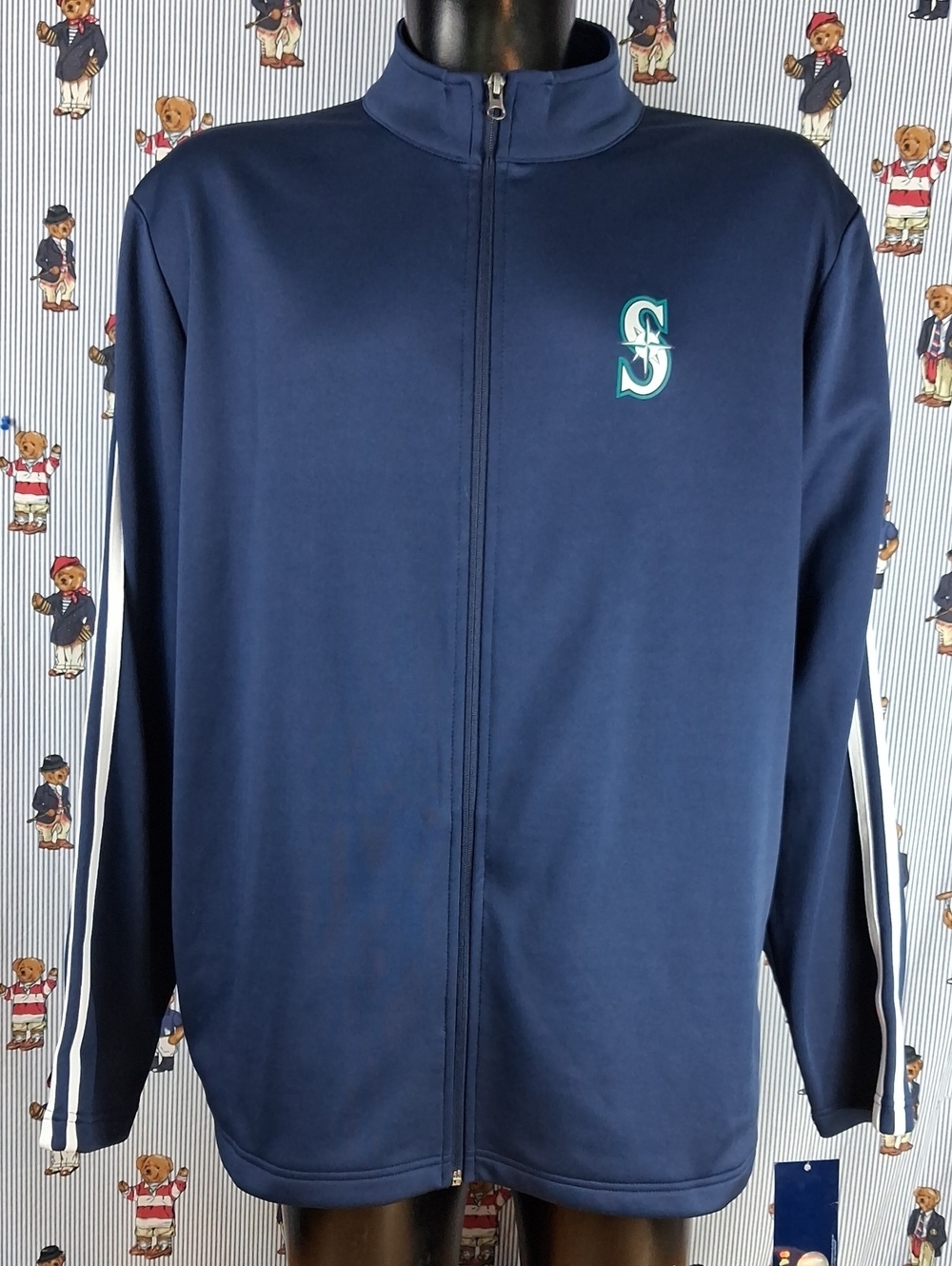Seattle Mariners Full Zip Blue & White Stripes Mlb Offical Xl Track Jacket